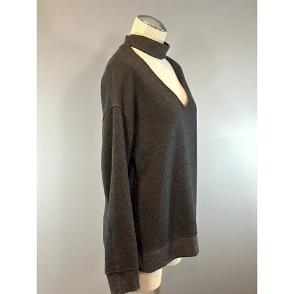 Joe's Jeans Collection Mock Neck Deep V Sweatshirt in Gray Size S - Picture 3 of 5
